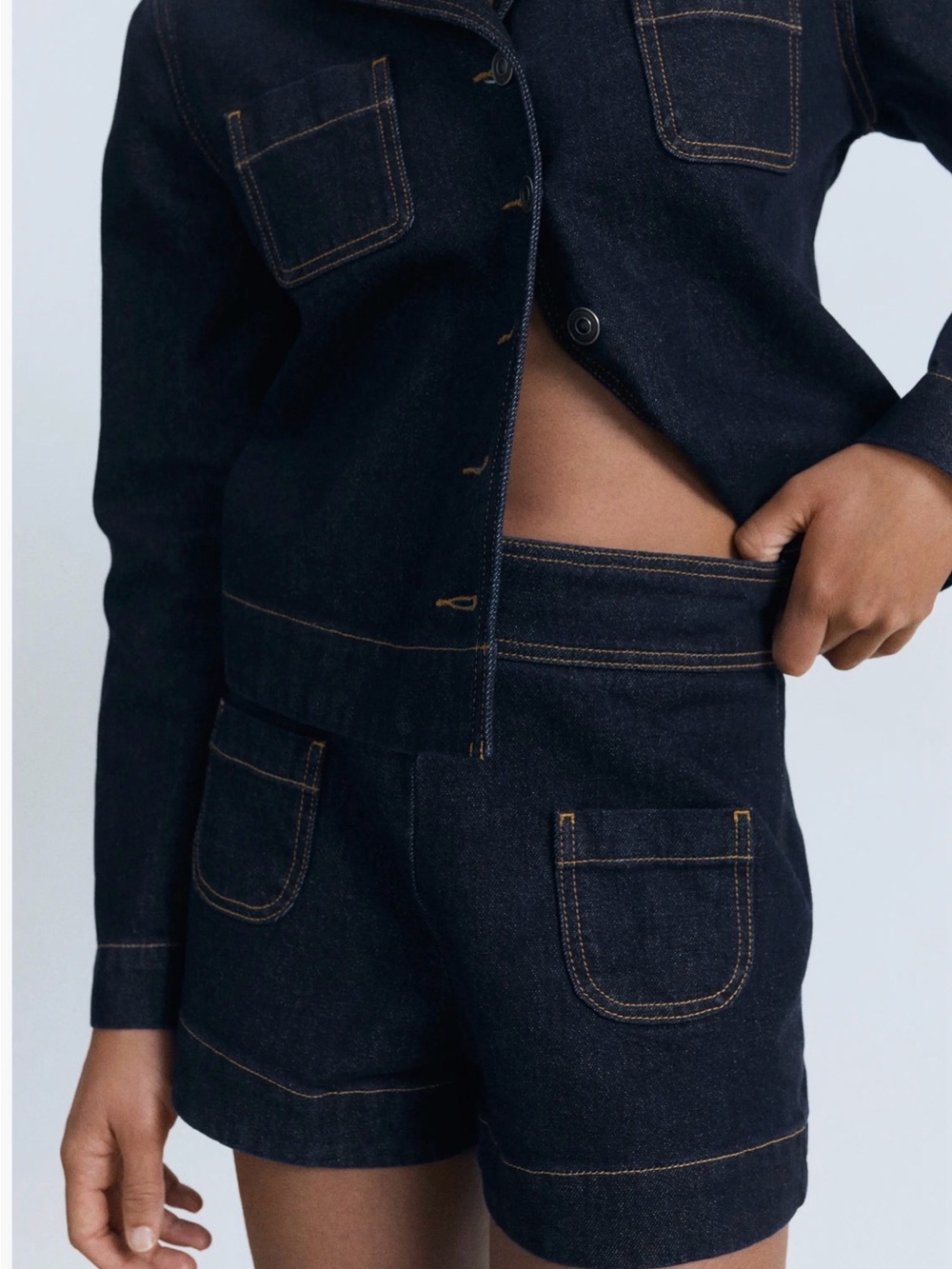 MANGO High Waist Denim Mini Shorts Dark Wash Size S NWT